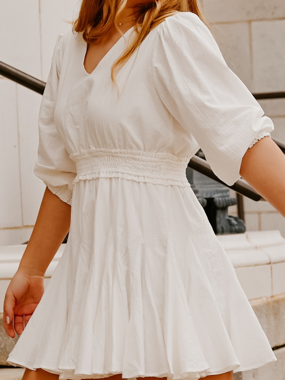 Just Me Smocked-Waist Mini Dress